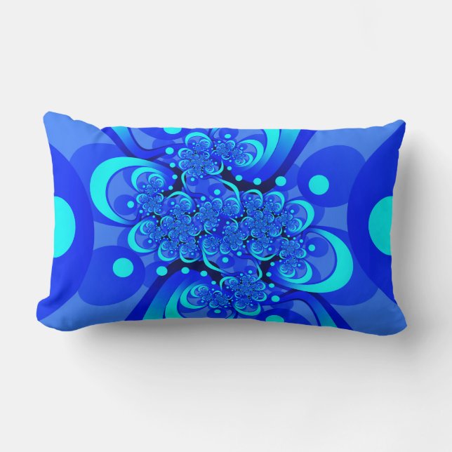 Coussin Rectangle Nuances de bleu moderne art fractal Abstrait (Recto)