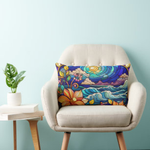 Coussin Rectangle Nuit de lune de verre filé