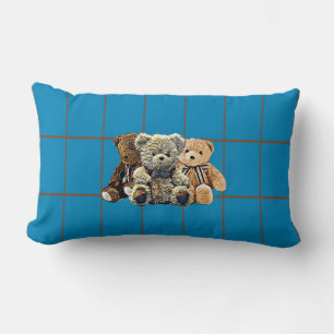 Coussin Rectangle Nurserie pour bébé garçon avec ours en peluche per