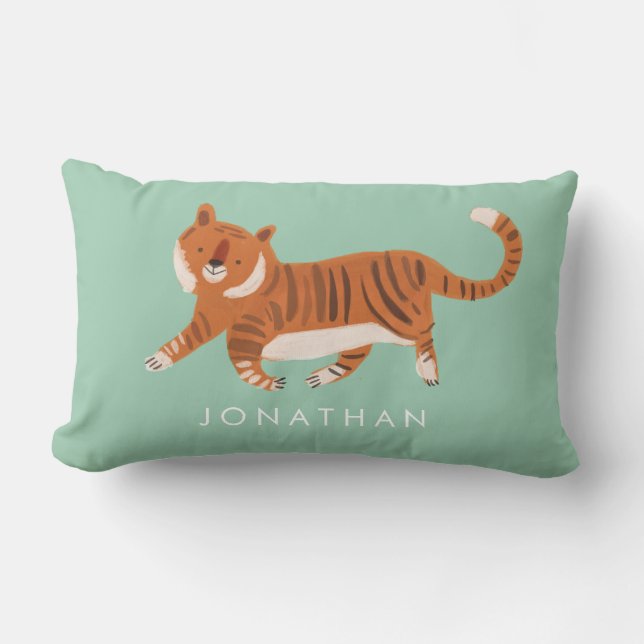 Coussin Rectangle Nursery Little Tiger Aquarelle personnalisée Baby  (Recto)