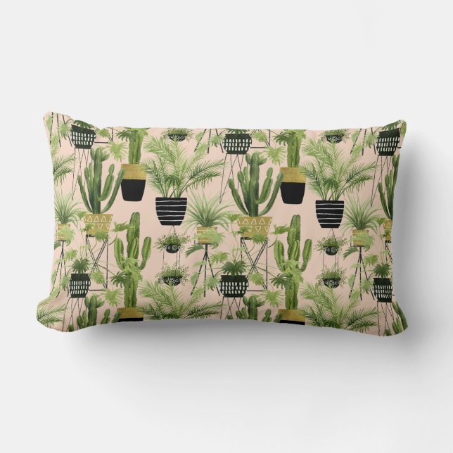 Coussin Rectangle Oasis intérieure | Motif de ligne Plante (Recto)