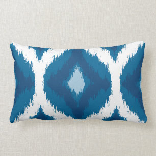 Coussin Rectangle Ocean Blue Ikat Moderne Ethnique Impression géomét