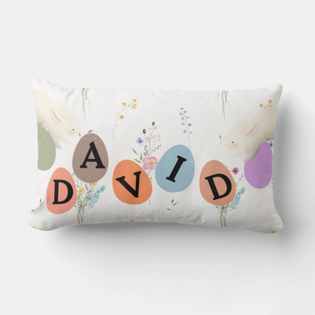 Coussin Rectangle Œufs de Pâques personnalisés (Recto)