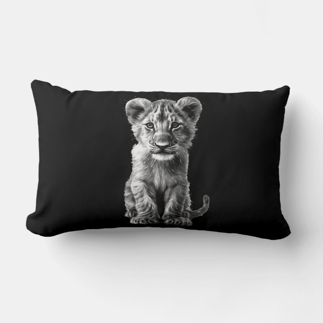 Coussin Rectangle Oh Bébé Gros Chat Cub Gris (Recto)