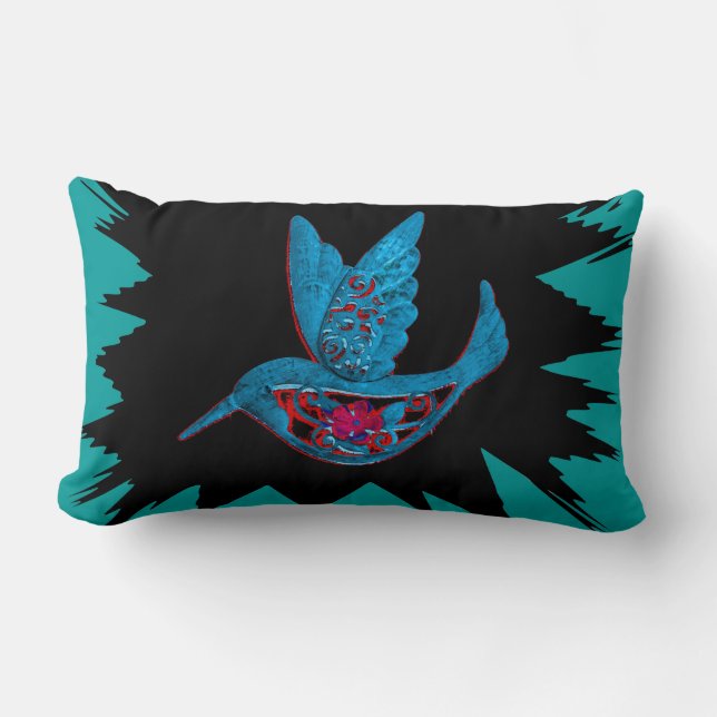 Coussin Rectangle Oiseau bleu (Recto)