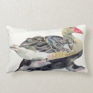 Coussin Rectangle Oiseau d'aquarelle d'aspiration de main, canard