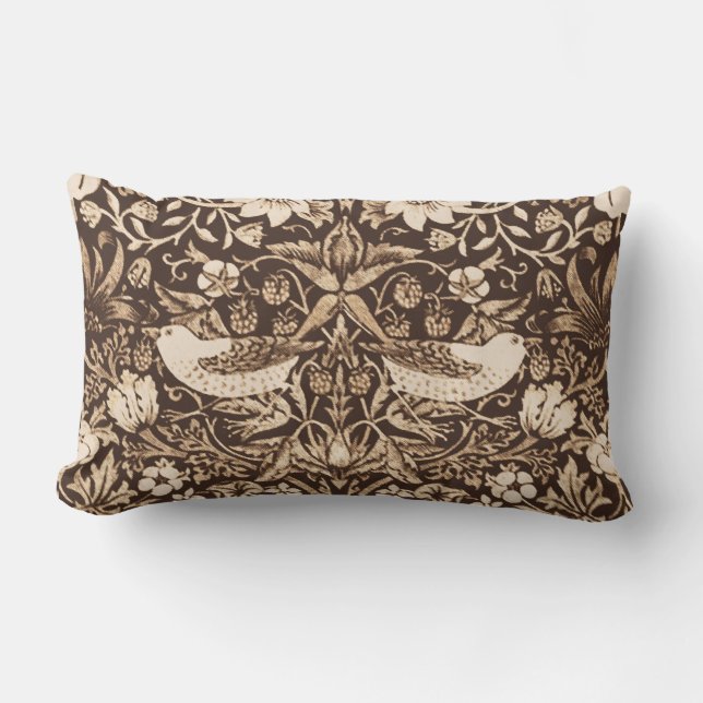 Coussin Rectangle Oiseau de Nouveau d'art et tapisserie de fleur, (Recto)