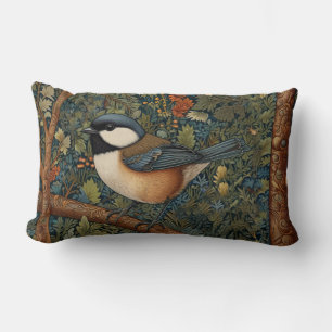 Coussin Rectangle Oiseau élégant rétro de la forêt
