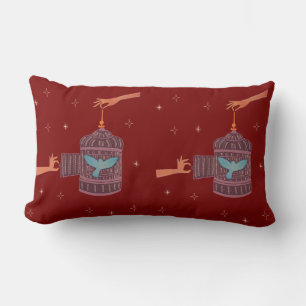 Coussin Rectangle Oiseau libre Cage à oiseaux   Art folklorique Main