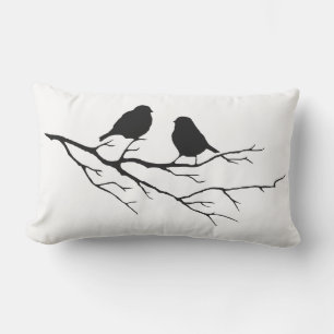Coussin Rectangle Oiseau noir et blanc sur la silhouette