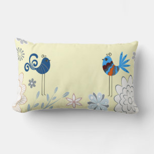 Coussin Rectangle Oiseaux bleus décoratifs modernes