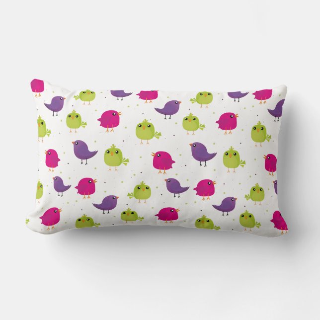Coussin Rectangle Oiseaux colorés mignons  (Recto)