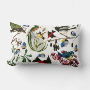 Coussin Rectangle OISEAUX DE PRINTEMPS, PIEDS COLORÉS ET FRUITS Flor