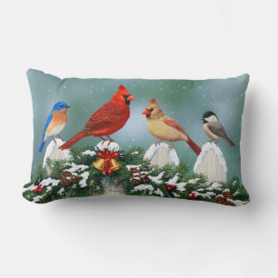 Coussin Rectangle Oiseaux de vacances et Garland de Noël