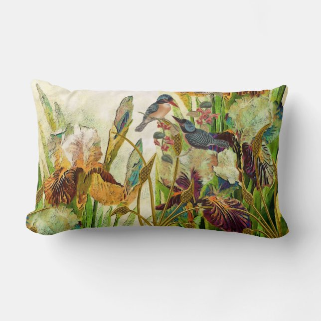 Coussin Rectangle Oiseaux et fleurs Lancer l'oreiller (Recto)