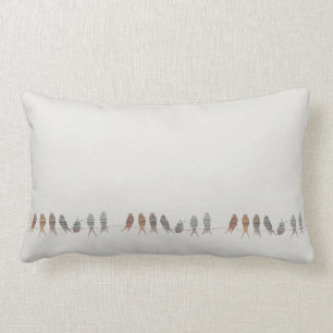 Coussin Rectangle Oiseaux modernes simples sur un fil