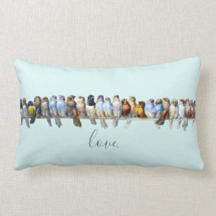 Coussin Rectangle Oiseaux sur une famille de fil