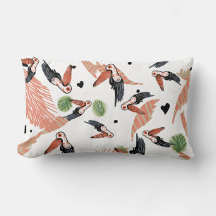 Coussin Rectangle Oiseaux toucans Art tropical verdure d'été