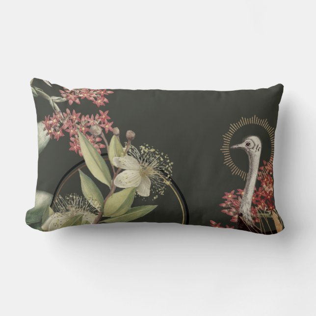 Coussin Rectangle Olive Green Design artistique floral (Recto)
