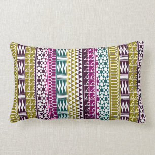 Coussin Rectangle Olive Purple Turquoise Geo Aztec Tribal Imprimer M