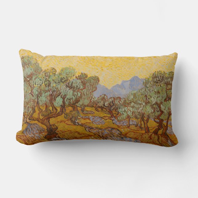 Coussin Rectangle Oliviers de Van Gogh Soleil Jaune Ciel (Recto)