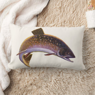 Coussin Rectangle Omble de fontaine, pêche sportive vintage pêcheur