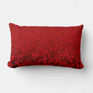 Coussin Rectangle Ombre de parties scintillant rouge et noir