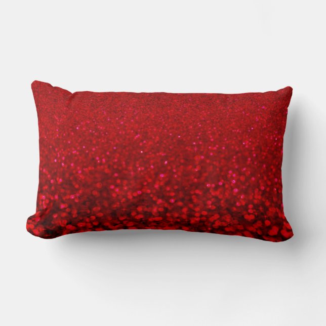 Coussin Rectangle Ombre parties scintillant rouge et noire (Recto)