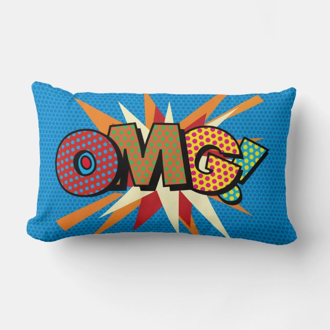Coussin Rectangle OMG Drôle Moderne Cool Tendance Bande Dessinée Pop (Recto)