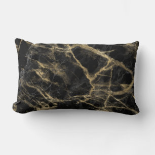 Coussin Rectangle Or Abstrait et marbre noir