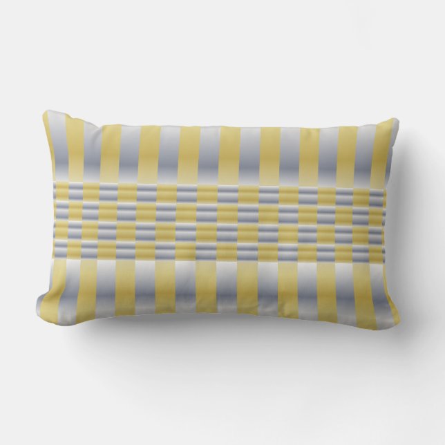 Coussin Rectangle Or et argent (Checkers et Stripes) (Recto)
