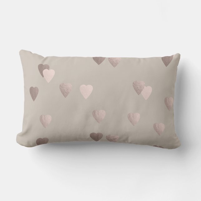 Coussin Rectangle or rose clair simple coeur d'amour, neutre (Recto)