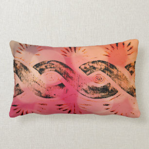 Coussin Rectangle Or rose Girly de Bokeh et noeud celtique tribal