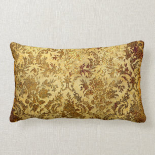 Coussin Rectangle Or, rustique, vintage, antique, damassé, élégan