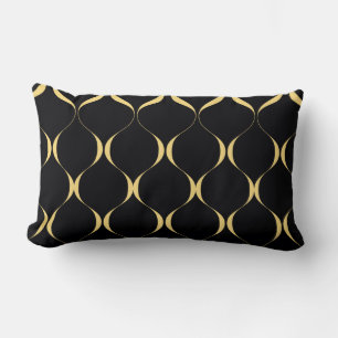 Coussin Rectangle Or, simple, moderne, luxueux graphisme ondulé