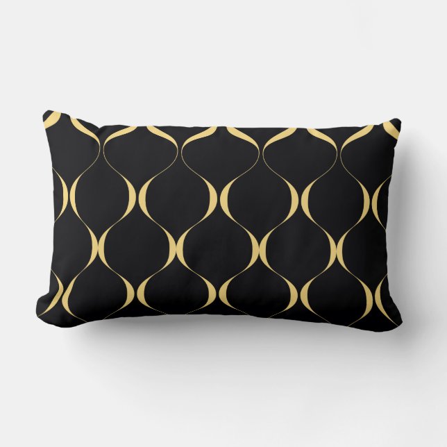 Coussin Rectangle Or, simple, moderne, luxueux graphisme ondulé (Recto)