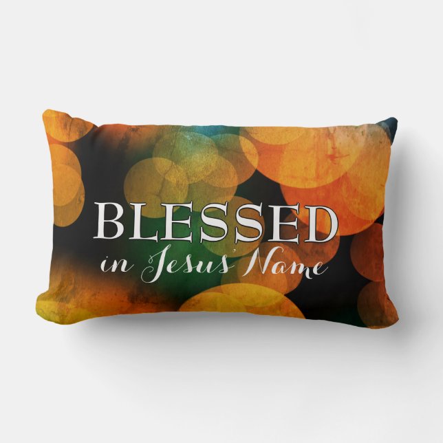 Coussin Rectangle ORANGE BOKEH | Béni soit le nom de Jésus | Personn (Recto)