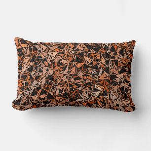 Coussin Rectangle Orange Brown triangle noir Motif sans couture