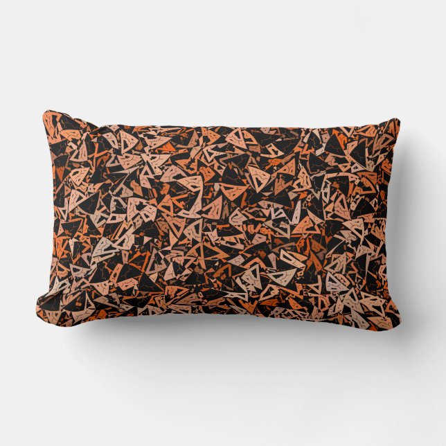 Coussin Rectangle Orange Brown triangle noir Motif sans couture (Recto)