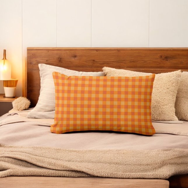 Coussin Rectangle Orange Buffalo Plaid Holiday (Créateur téléchargé)