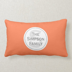 Coussin Rectangle Orange faite sur commande et blanc du nom