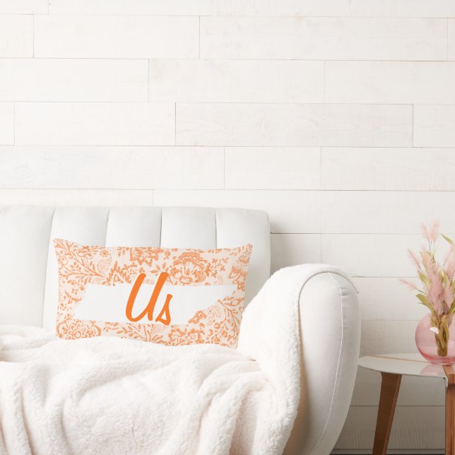 Coussin Rectangle Orange Floral Tennessee Votre Etat ensemble "nous" (Canapé)