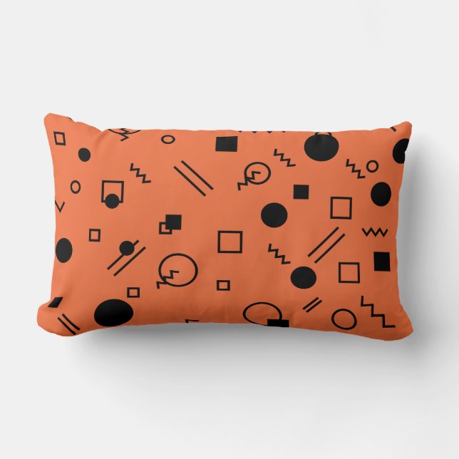 Coussin Rectangle Orange, fun, trendy, geometric Memphis graphic (Recto)