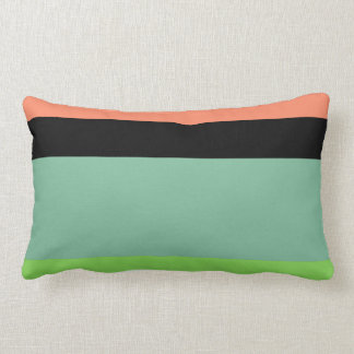 Coussin Rectangle Orange, Noir, Aqua et Lime Green Stripe Design