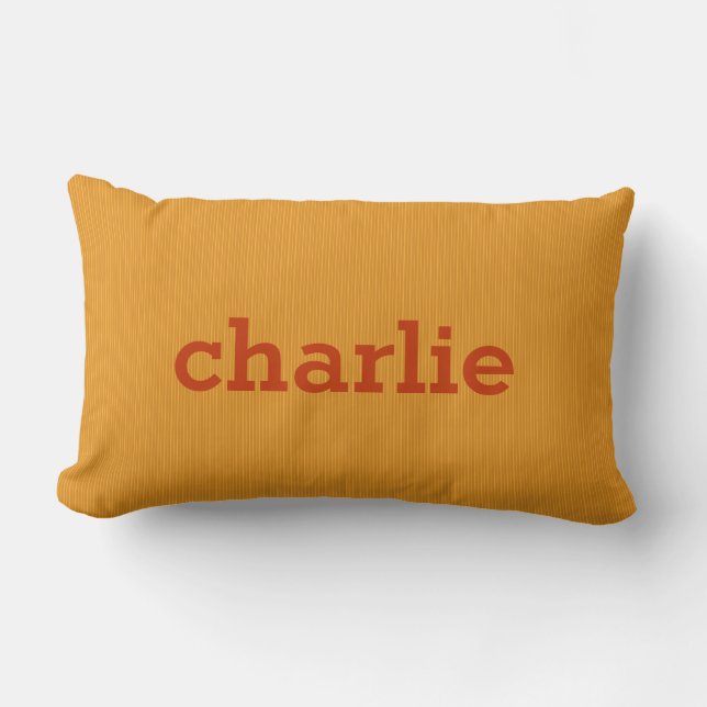 Coussin Rectangle Orange/Yellow Stripes personnalisé monogramme lanc (Recto)