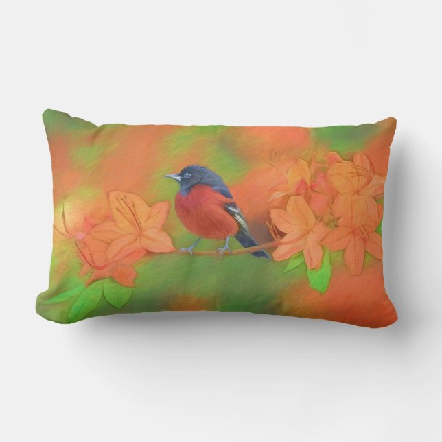 Coussin Rectangle Orchard Oriole Songbird Peinture Oiseau original (Recto)
