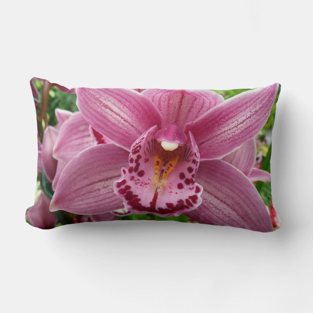 Coussin Rectangle Orchidée Violette Élégante Botanique Florale (Recto)