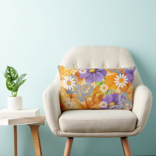 Coussin Rectangle Oreiller, Couleurs d'Automne avec Papillon Argenté
