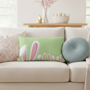 Coussin Rectangle Oreilles de lapin de Pâques modernes mignonnes