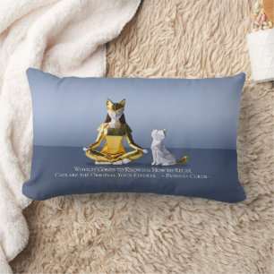 Coussin Rectangle Origami Gold Foil Yoga Méditer Catwoman and Cat